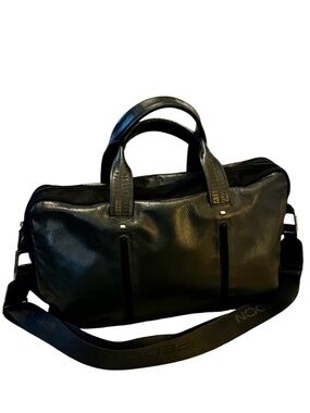 Georgia Fedon Pebbled Leather Canvas Laptop Briefcase Attaché & Strap